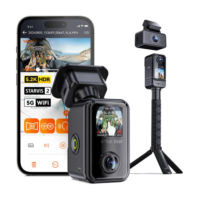 Vantrue E360 Ace 5K 3CH Wifi GPS dashcam de 360 grados