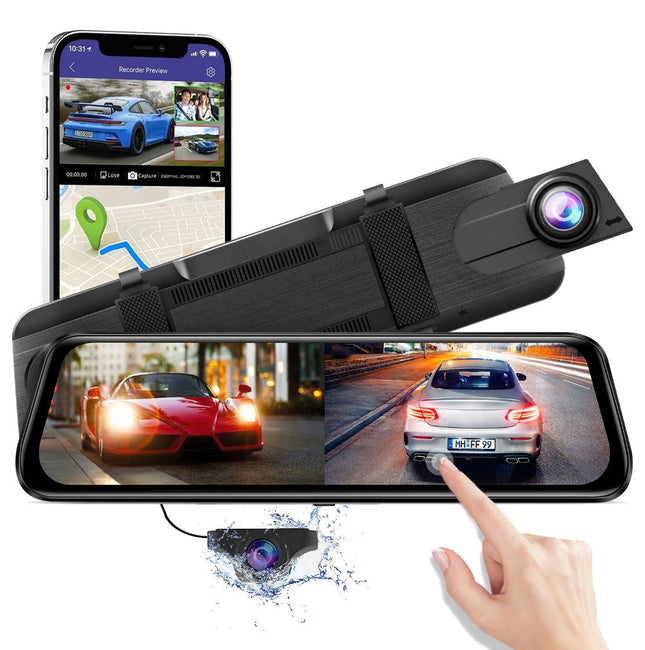 AZDome AR09 Full mirror QuadHD Wifi 2CH dashcam retrovisor interior