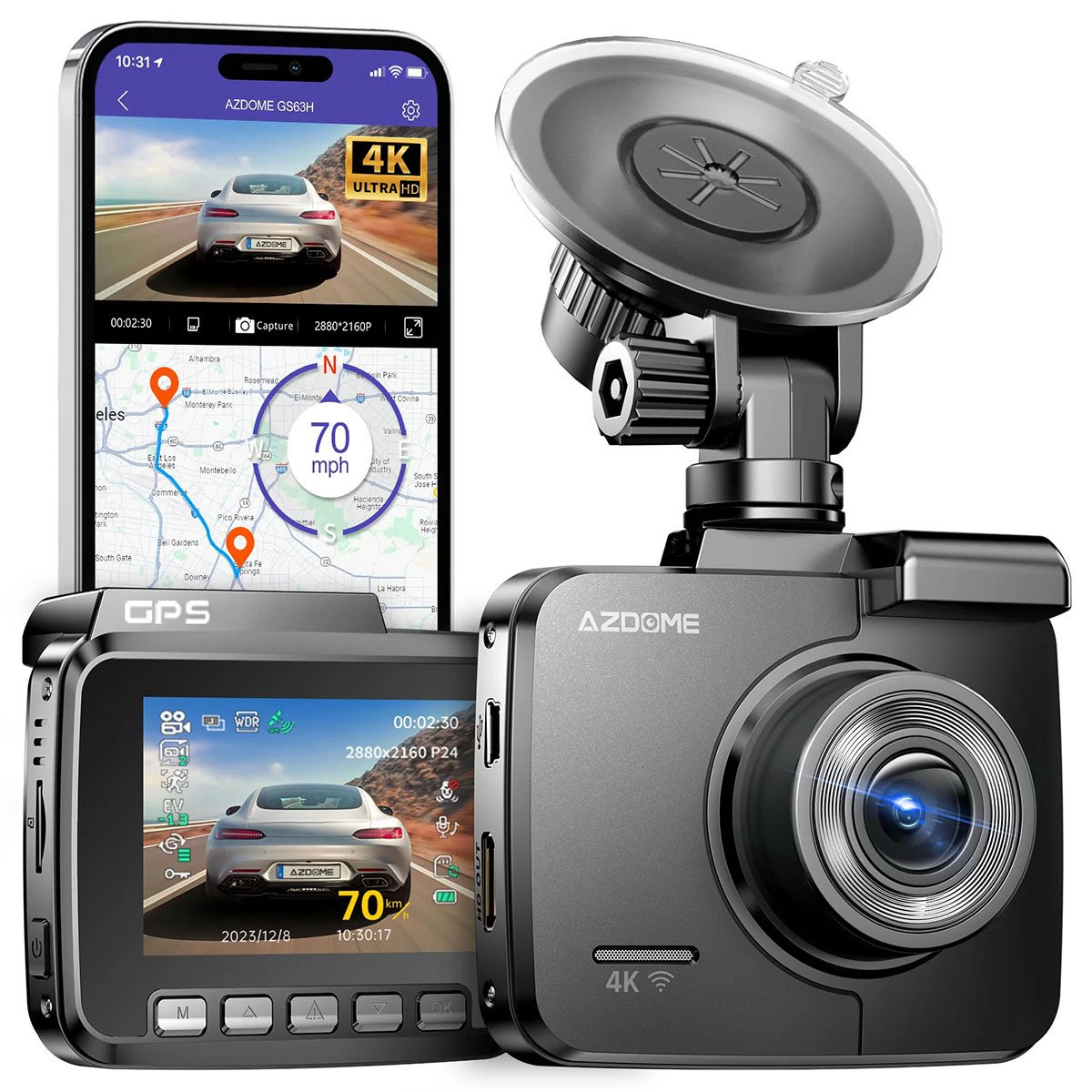 AZDome GS63H 4K 1CH Wifi GPS dashcam