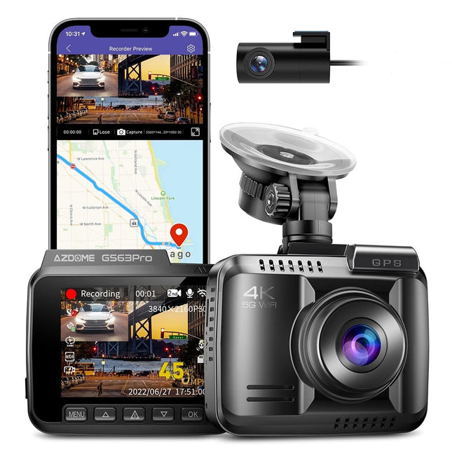 AZDome GS63H Pro True 4K 2CH Wifi GPS 64gb dashcam